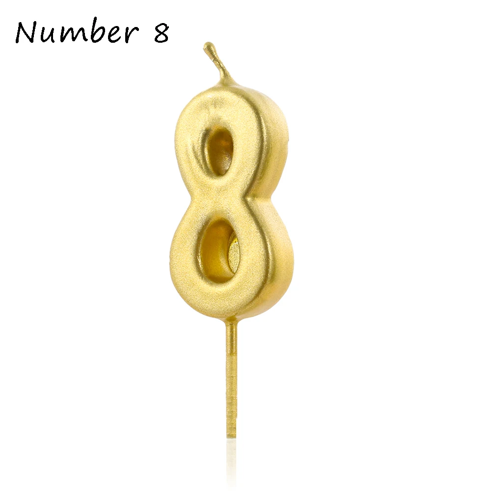 Number 8 1 шт., топпер для торта с цифрами "0-9", золотой Шипованный бриллиант, Топпер для торта на десерт, годовщину, день рождения, украшение, свадебные принадлежности - Цвет: Number 8