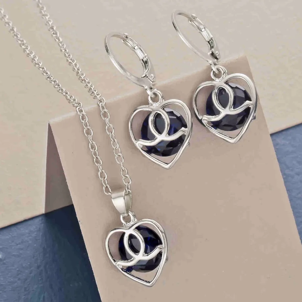 Exquisite Necklace Pendant Earring Jewelry Sets For Women Fashion Simple Gold And Silver Color Zircon Crystal Jewellery Gifts | Украшения и