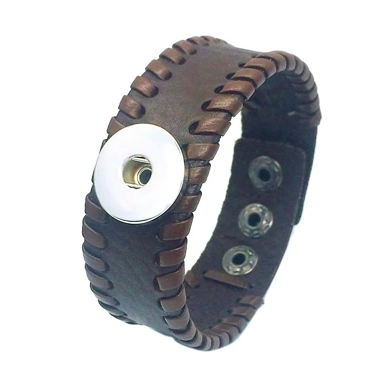 Женский браслет из натуральной кожи ручной работы 12 мм 18 мм|18mm snap button jewelry|snap