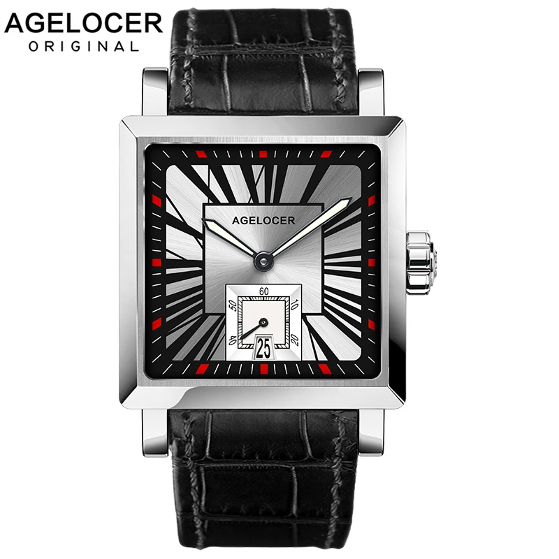 Часы наручные AGELCOER Мужские механические квадратные спортивные