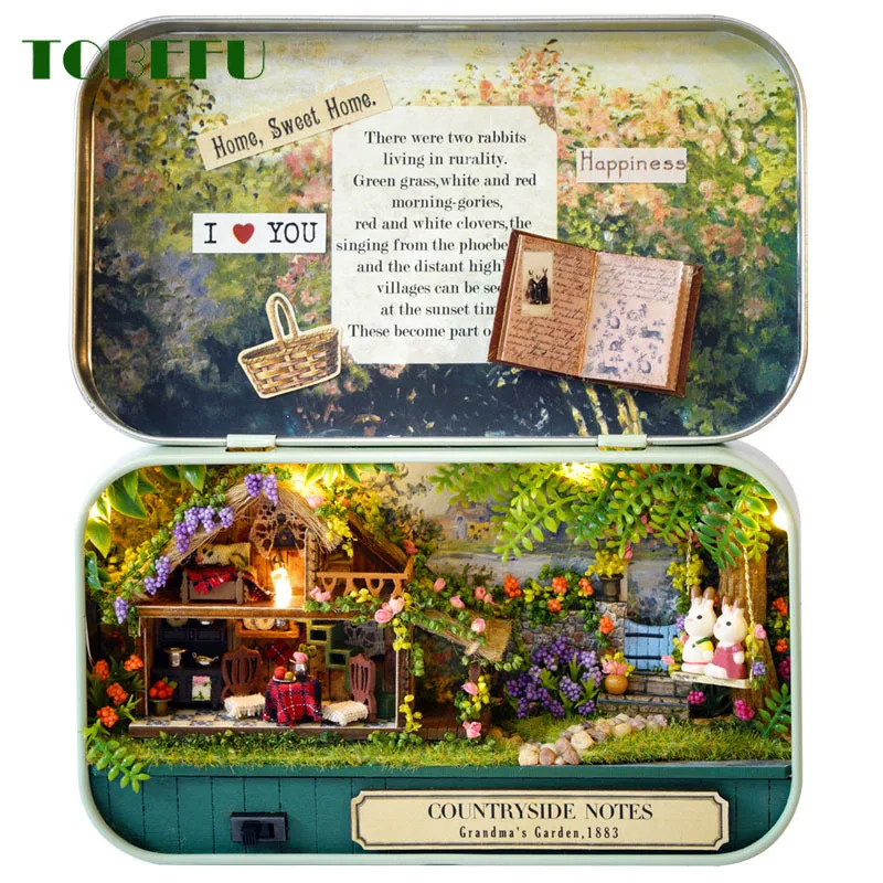 TOBEFU DIY кукла домашняя мебель ностальгические тема миниатюрная сцена Box Theatre