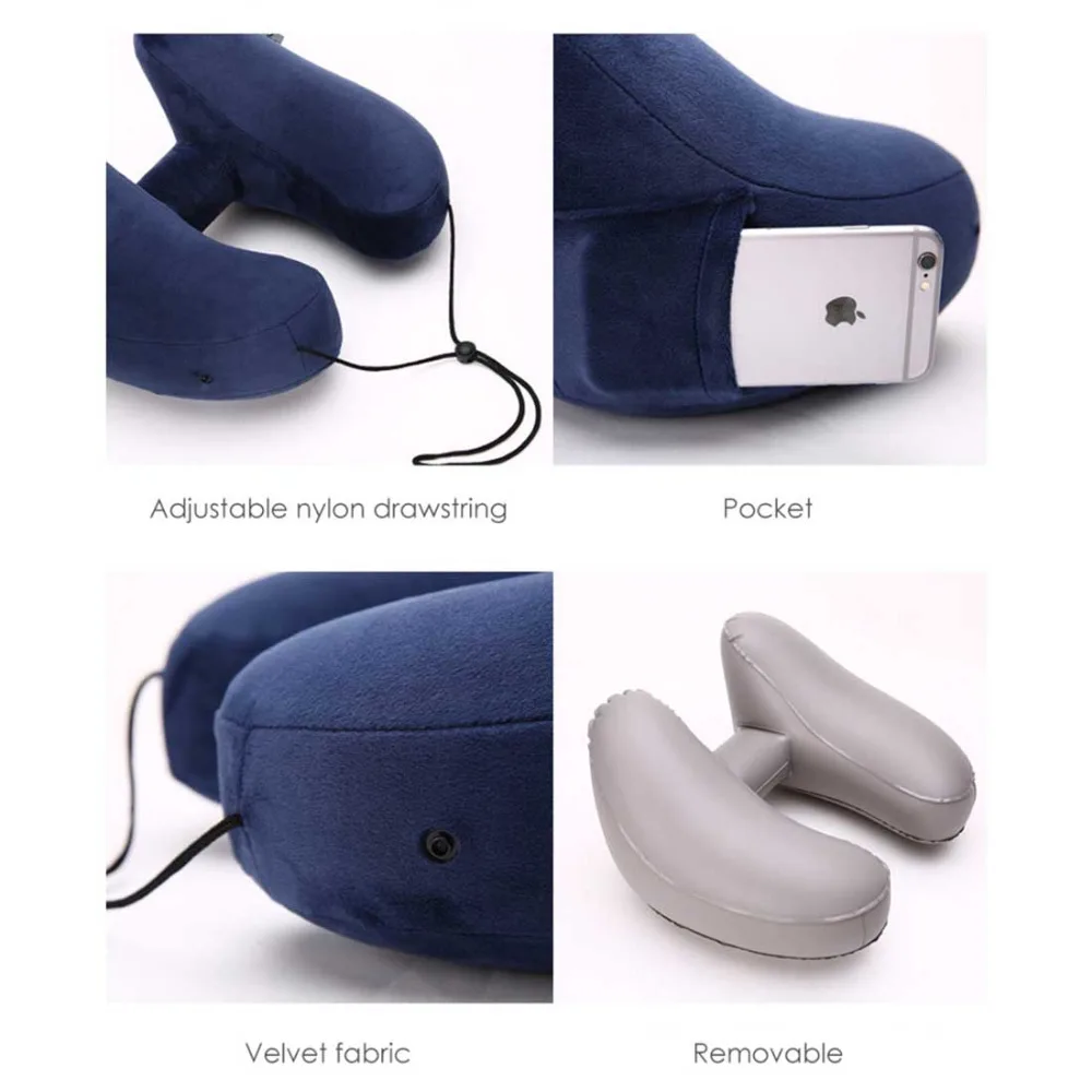 Creative H Inflatable Multifunctional Portable Foldable Outdoor Travel Neck Pillow Folding Airplane Car Office Sleeping Cushion | Дом и сад