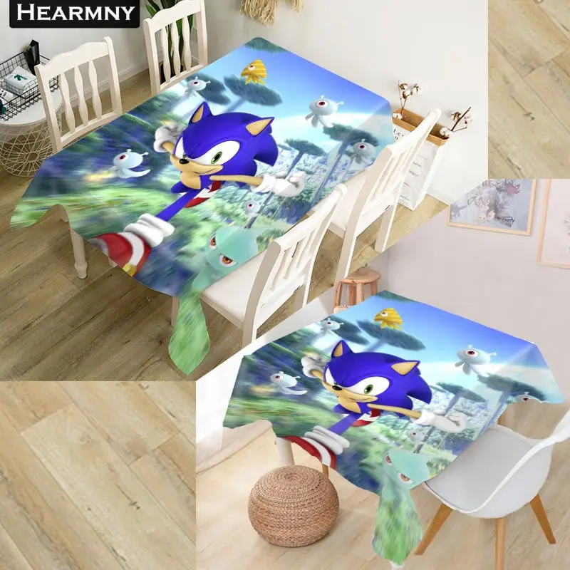 Скатерть на заказ Sonic The Hedgehog, ткань Оксфорд, Пыленепроницаемая, прямоугольная, вечерние, домашний декор, 100x140 см 175x175см
