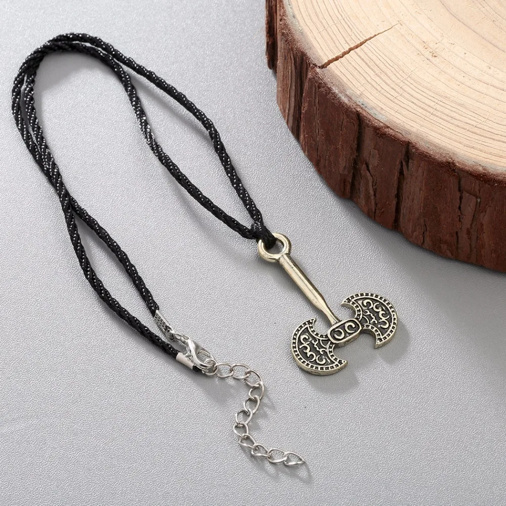 Kinitial античное серебро бронзовое покрытие амулет подвеска с топором викингом