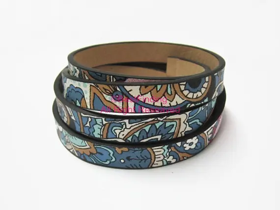 10x2mm Ethnic leather cord 10mm Blue ethnic Flat | Украшения и аксессуары