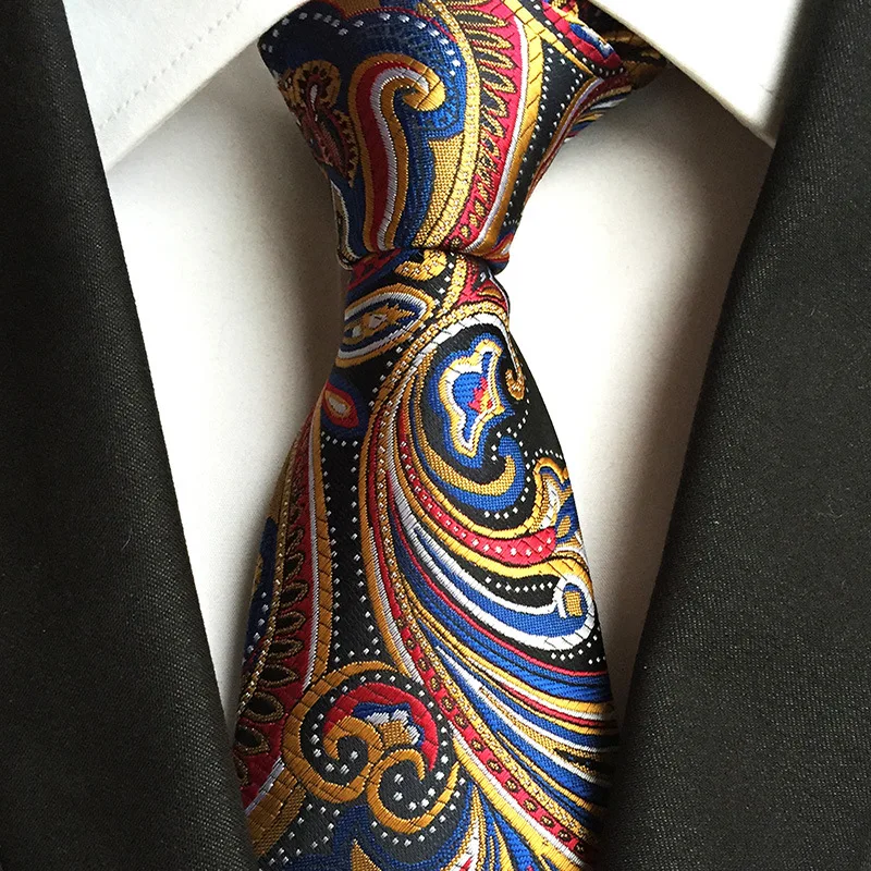 

New 8cm Polyester High Weft Density Jacquard Tie Fashion Paisley Waist Flower Tie Business Executive Men's Suit Tie Accessories