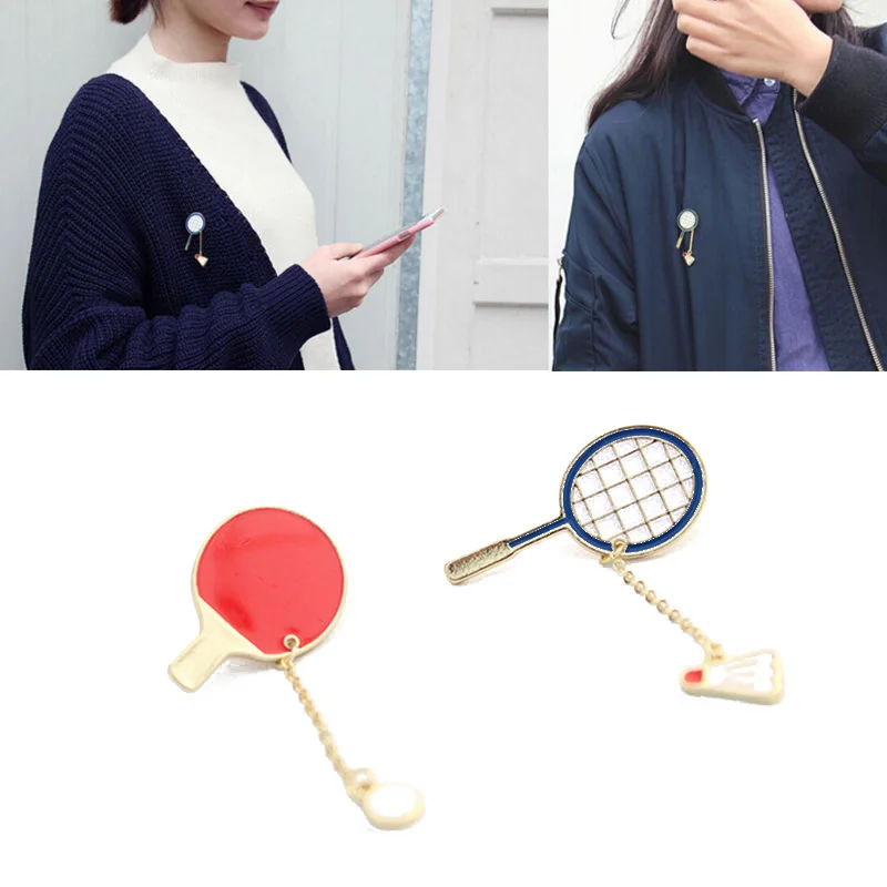Милый мультфильм Настольный теннис Бадминтон брошь Шпильки значок корсаж Jewellery