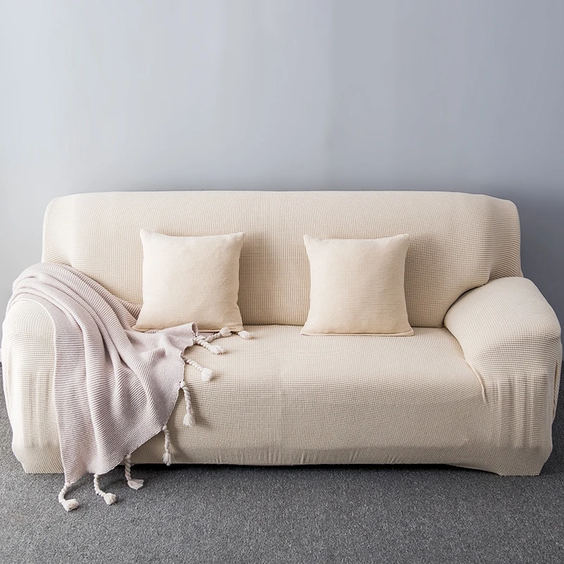 Purple/gray/white/black Solid Color Elastic Spandex Sofa Cover Universal Solid Color Stretch Couch Slipcover Funda Sofa - Цвет: 4