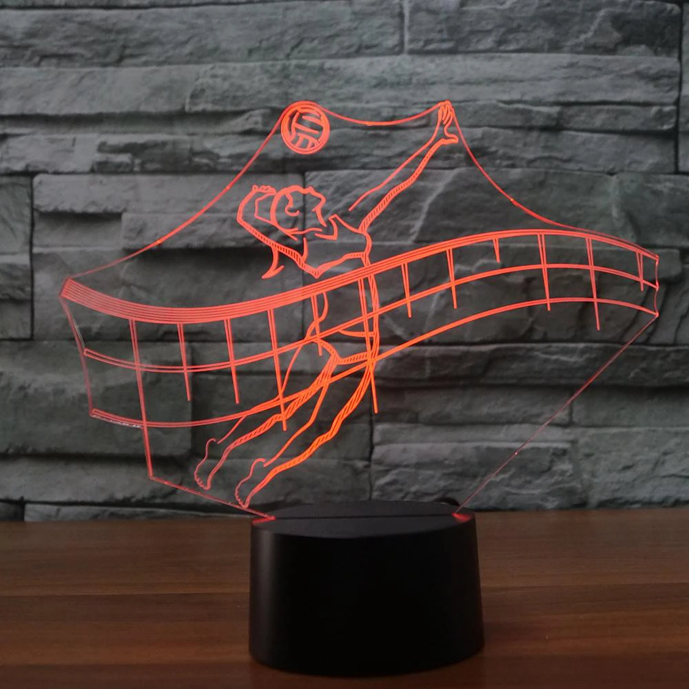 3D Led Vision творческий 7 цветов Изменение пляжный волейбол моделирование Usb