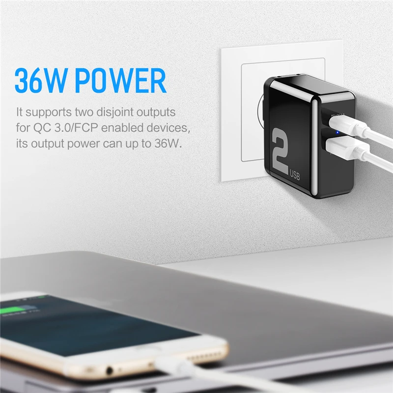 ROCK Type C PD USB Мобильный телефон зарядное устройство для iPhone X 8 Plus адаптер 36 Вт