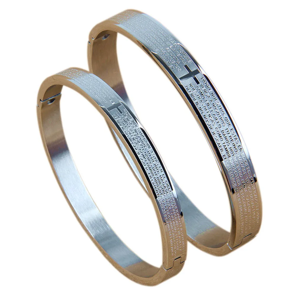 Мужские классические браслеты кресты браслет из нержавеющей стали с надписью