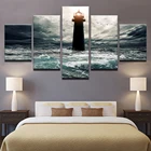 Модульная картина с принтом, большой холст, 5 панелей, маяк, морской свет, рама, картина для спальни, гостиной, домашнее настенное искусство, Декор