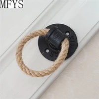 unique black cupboard drop ring retro drawer knobs hemp rope wardrobe dresser drop pull cabinet knobs handle