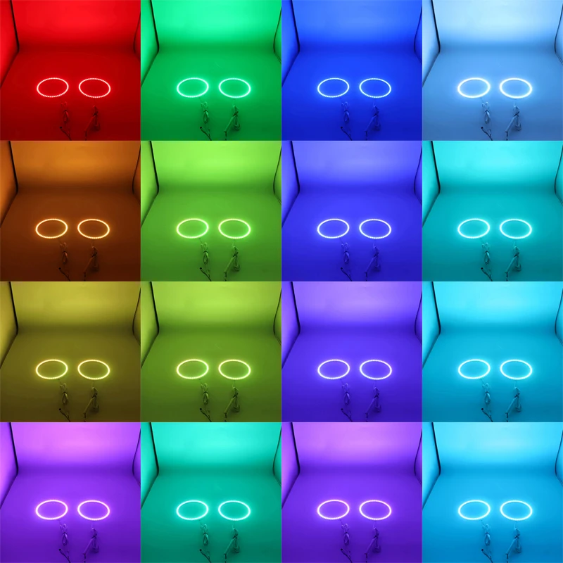 Новейшие разноцветные светодиодные фары RGB ангельские глазки кольцевые ДХО