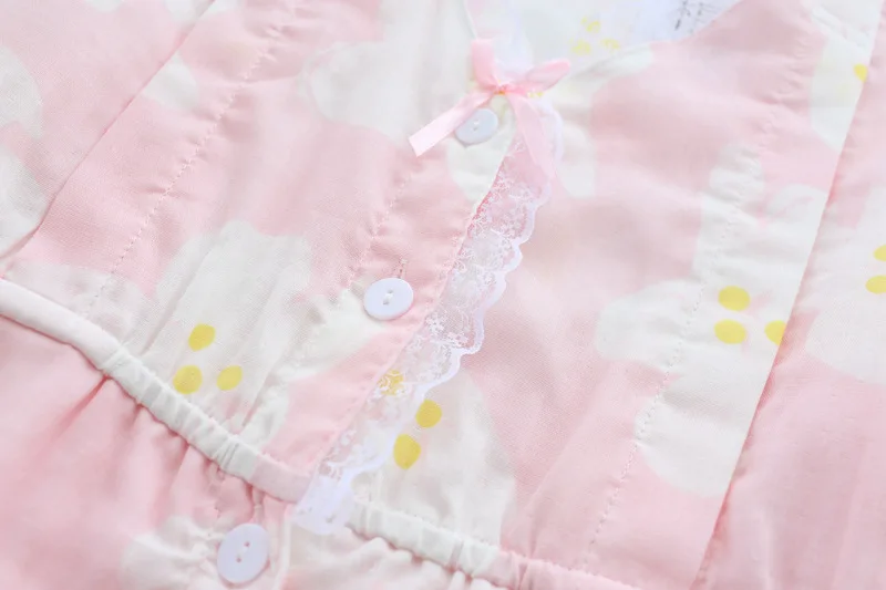Хлопок марлевые женские пижамы с длинным рукавом v-образным вырезом Pijama Mujer Весна и Лето Свободное кимоно сексуальная пижама комплект для сна