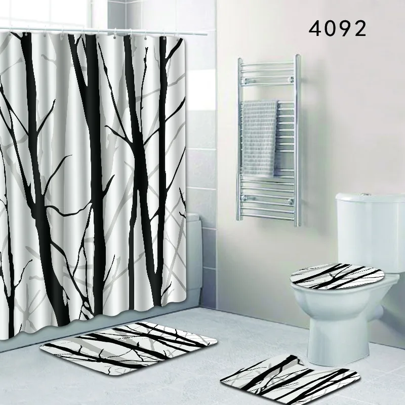 4 комплекта ковер для ванной комнаты занавеска душа простая ручная боль чехол