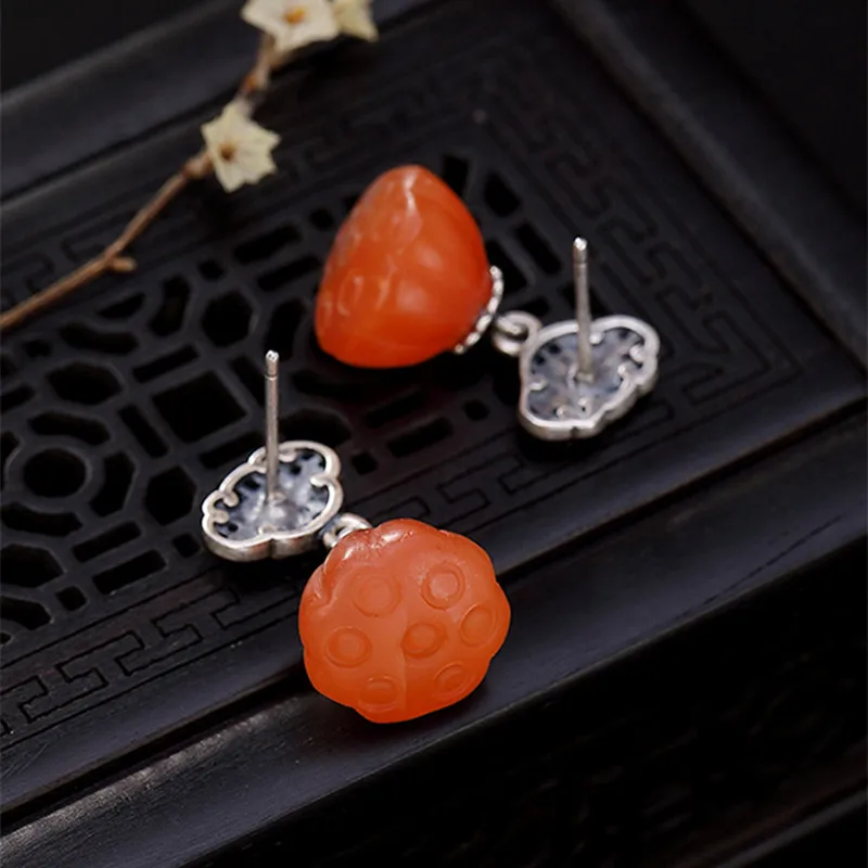 Женские серьги с медалью в виде лотоса ручной работы стиле ретро тайское серебро