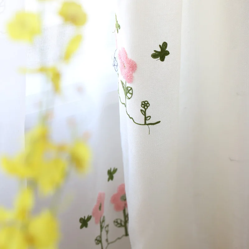 NAPEARL Вышитые розовые шторы для детской комнаты девочек спальни белая льняная