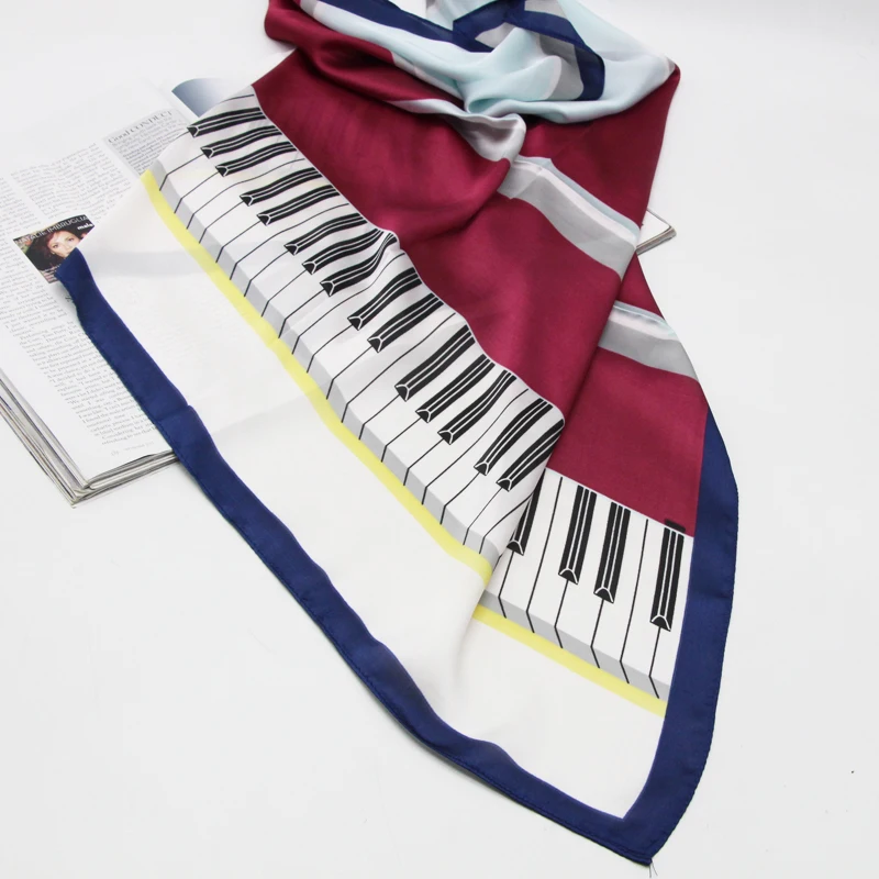 Роскошный фирменный летний шарф в клетку из полиэстера квадратный рифленый