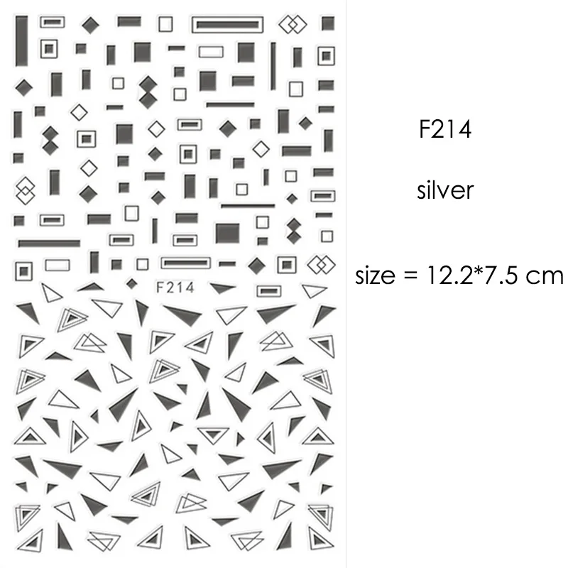 F212-F218 наклейки для ногтей серии s F 12*7,5 см белый черный золотой серебряный узор самоклеющиеся наклейки для украшения ногтей