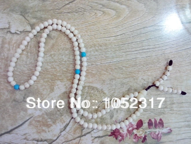 108 бусины из белого камня howlite буддистской молитвенной нитки регулируемый
