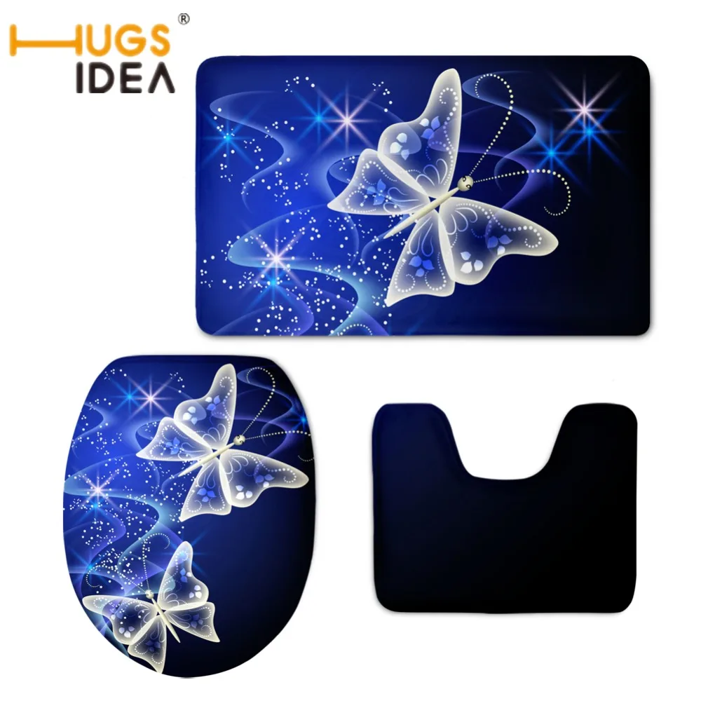 HUGSIDEA чехлы на сиденья унитаза с забавным 3D рисунком бабочки теплый мягкий коврик