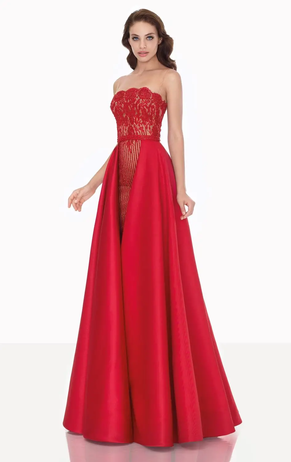 Красный Русалка Вечернее Платье 2016 Сплит Формальные Длинные Пром Со Съемной Юбка