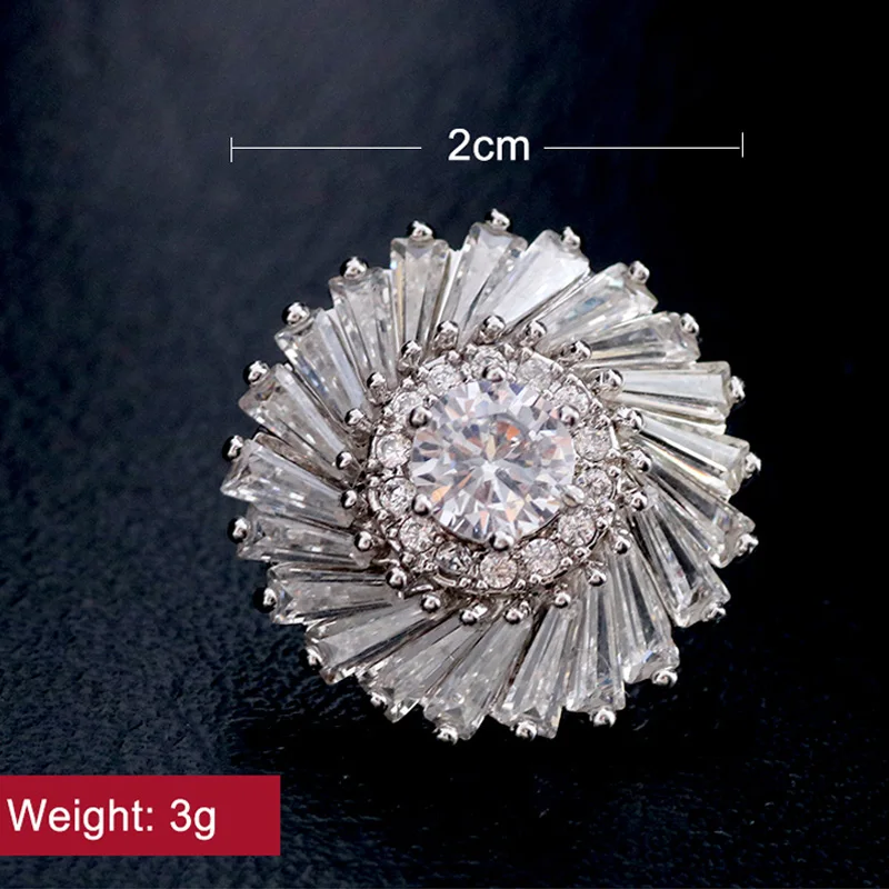 Изысканная циркониевая вращающаяся Цветочная мини брошь на воротнике простая