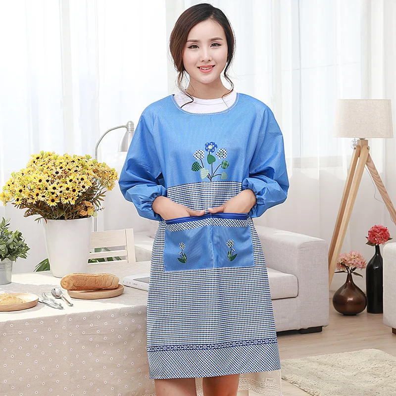 1Pcs Plaids Flower Sleeved Apron Woman Adult Bibs Home Cooking Baking Coffee Shop Cleaning Aprons Kitchen Accessories 46016|accessories for sony