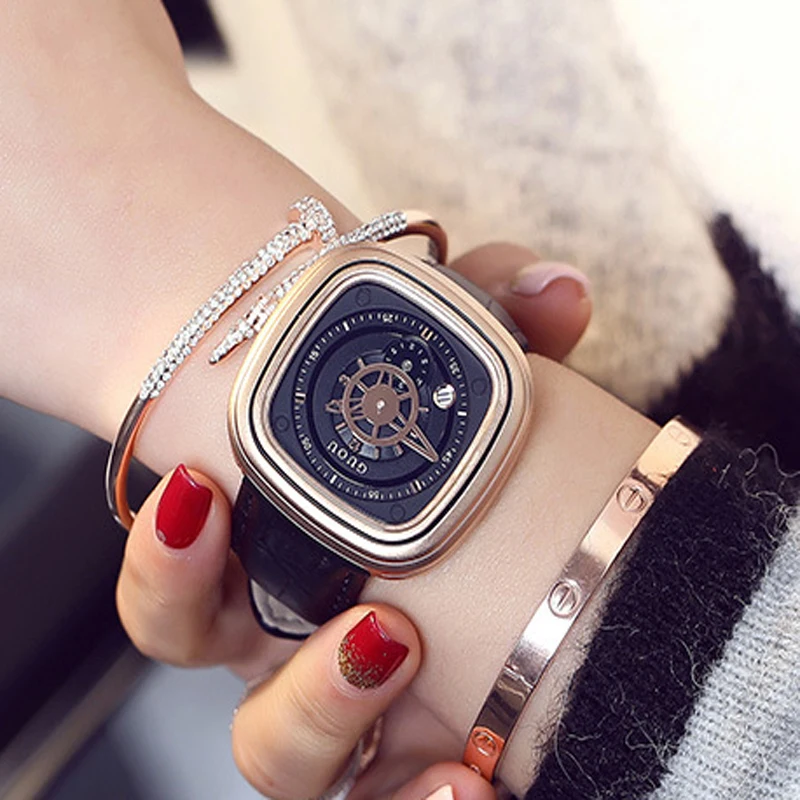 Женские Часы GUOU женские часы бренд Reloj модный браслет из розового золота платье часы с календарем женские часы relogio feminino saat