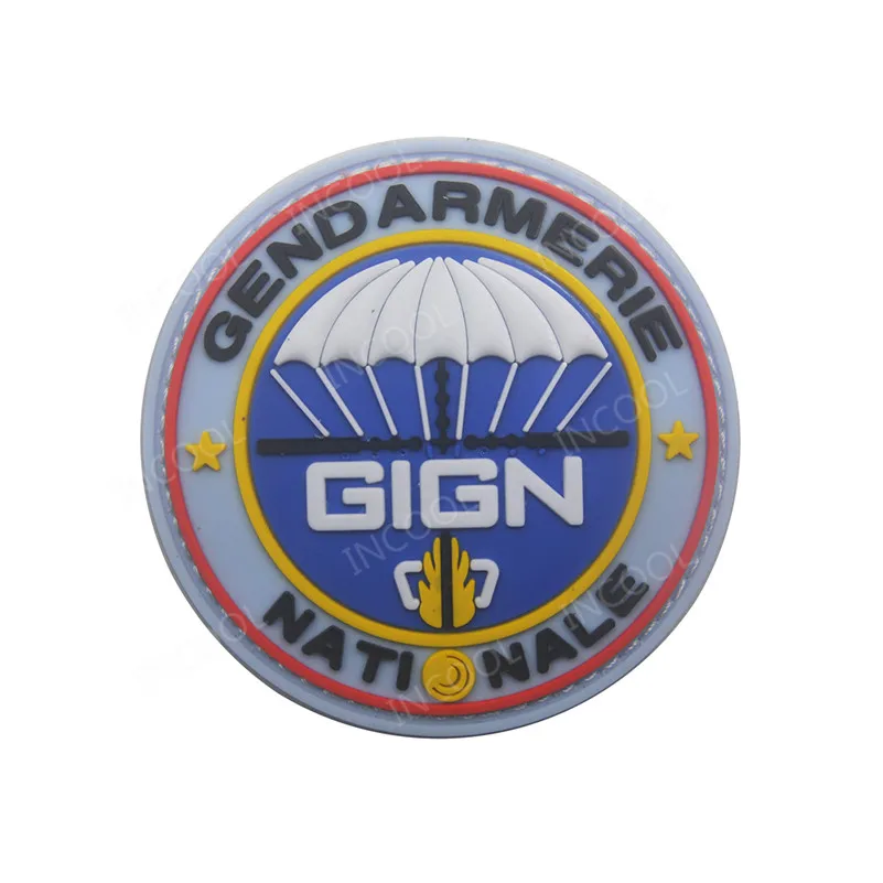 PVC France Итальянский Италия GIGN Франция Вышивка патч военный боевой патчи тактическая Боевая аппликация эмблем ПВХ резиновый вышитый значок - Цвет: PVC France