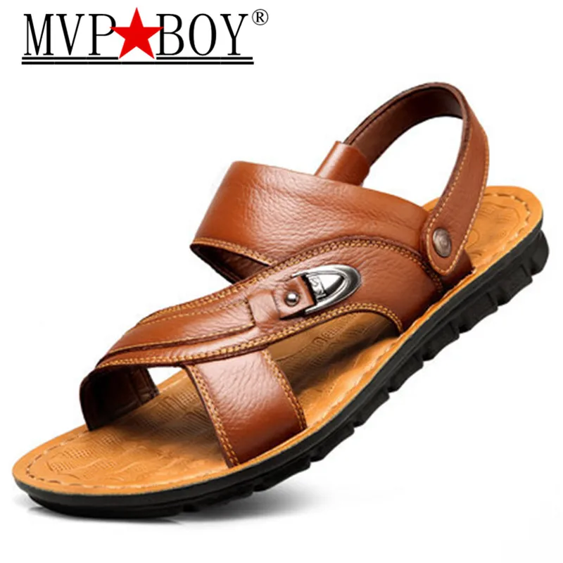 Mvp Boy Men Sandals Genuine Split Leather Beach Shoes Brand Casual Sneakers Summer Flip Flops |