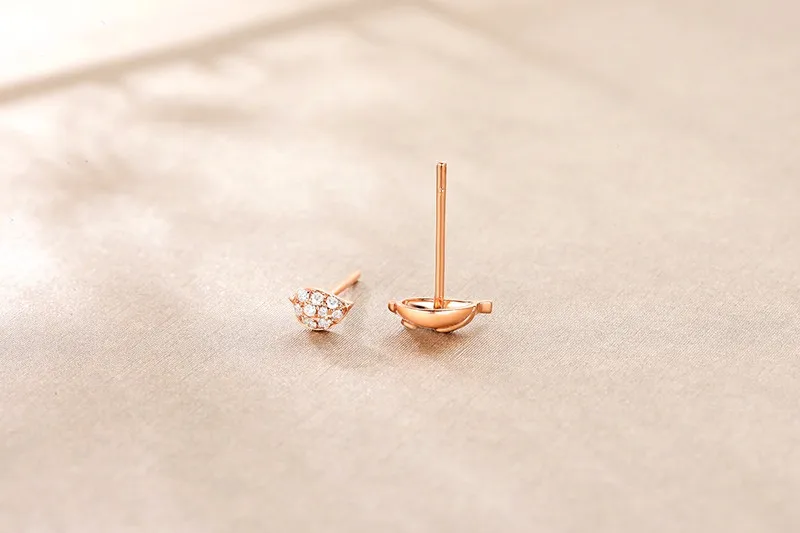 ZOCAI серьги дизайн маленький Magpie Настоящее 0,04 CT серьги-гвоздики с бриллиантами 18 K розовое золото(Au750