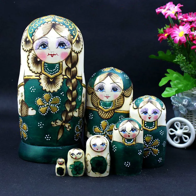 Модные свадебные подарки 7 шт. деревянные русские Матрешки красные зеленые