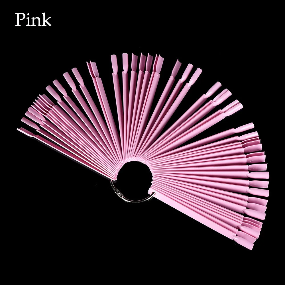 Pink 01 50 шт. Веерообразный ложный Набор накладных ногтей художественные советы лак УФ гель Наклейка украшение Практика Дисплей палка салон маникюрные инструменты - Цвет: Pink 01