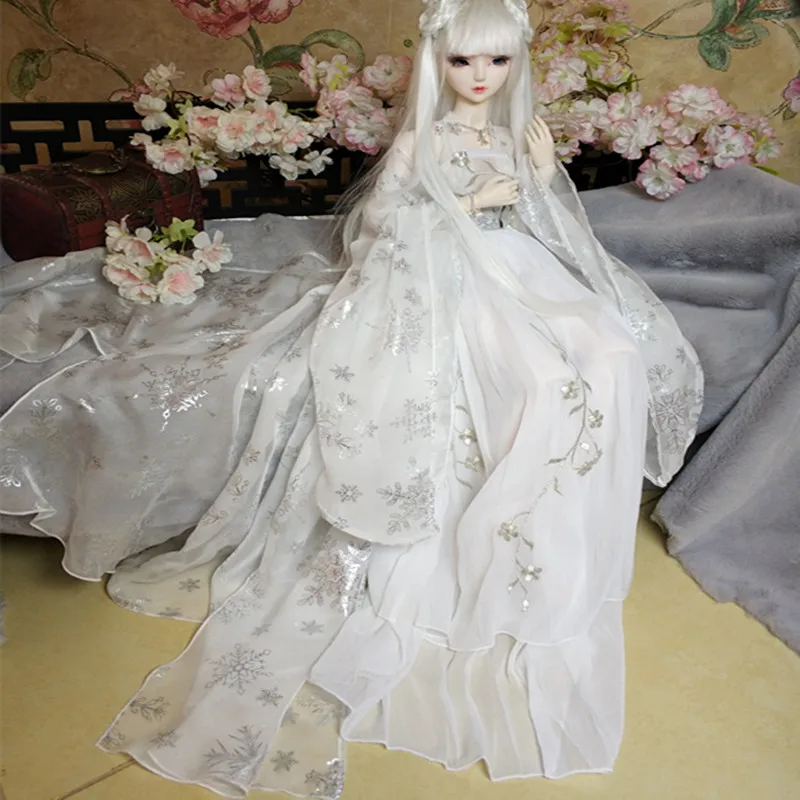 BJD одежда китайский старинный костюм bjd женский белый цвет 1/3 1/4 миниатюрный