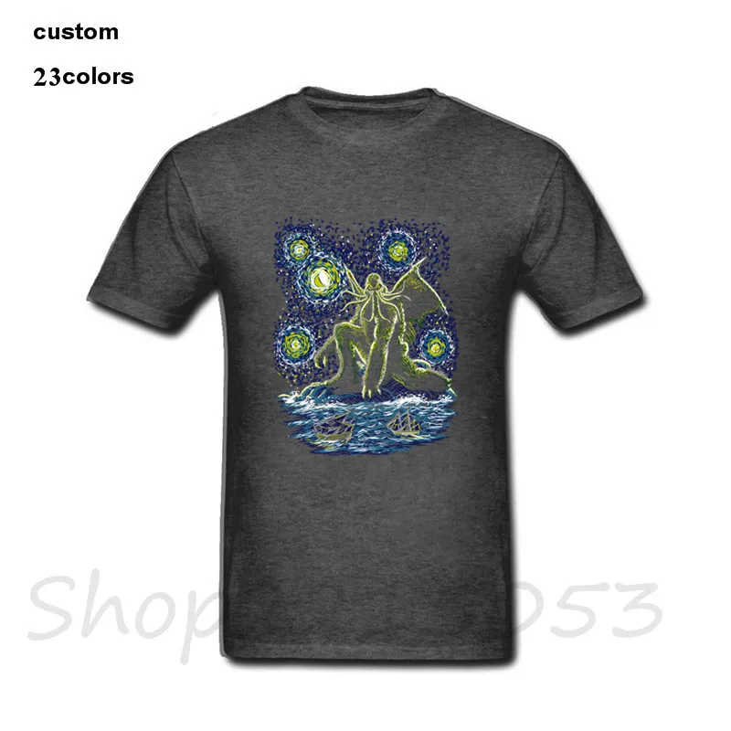 2018 Girthulhu Cthulhu Мужская футболка классная черная с коротким рукавом на заказ более