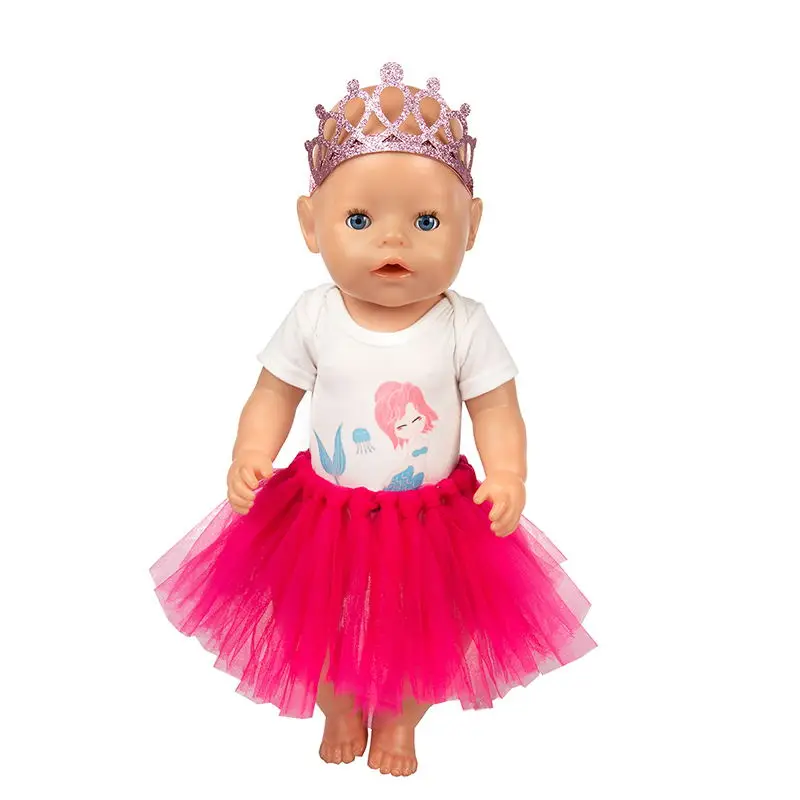Новая корона + одежда юбка Одежда для кукол 43 см новорожденных и 17-дюймовые