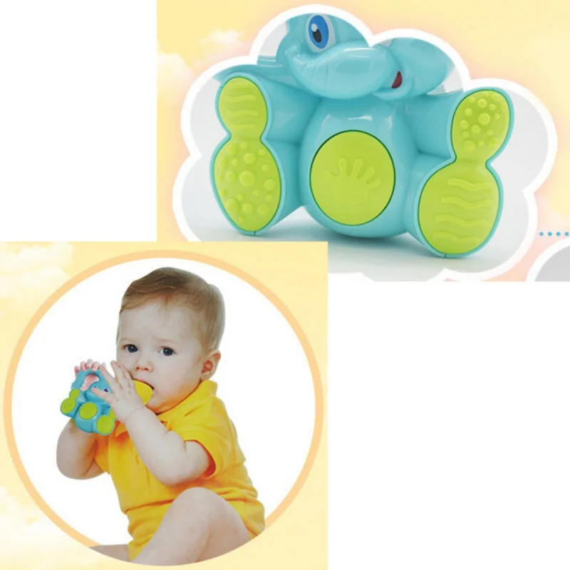 Пластиковые погремушки с колокольчиком и рисунком оленя слона животных детские