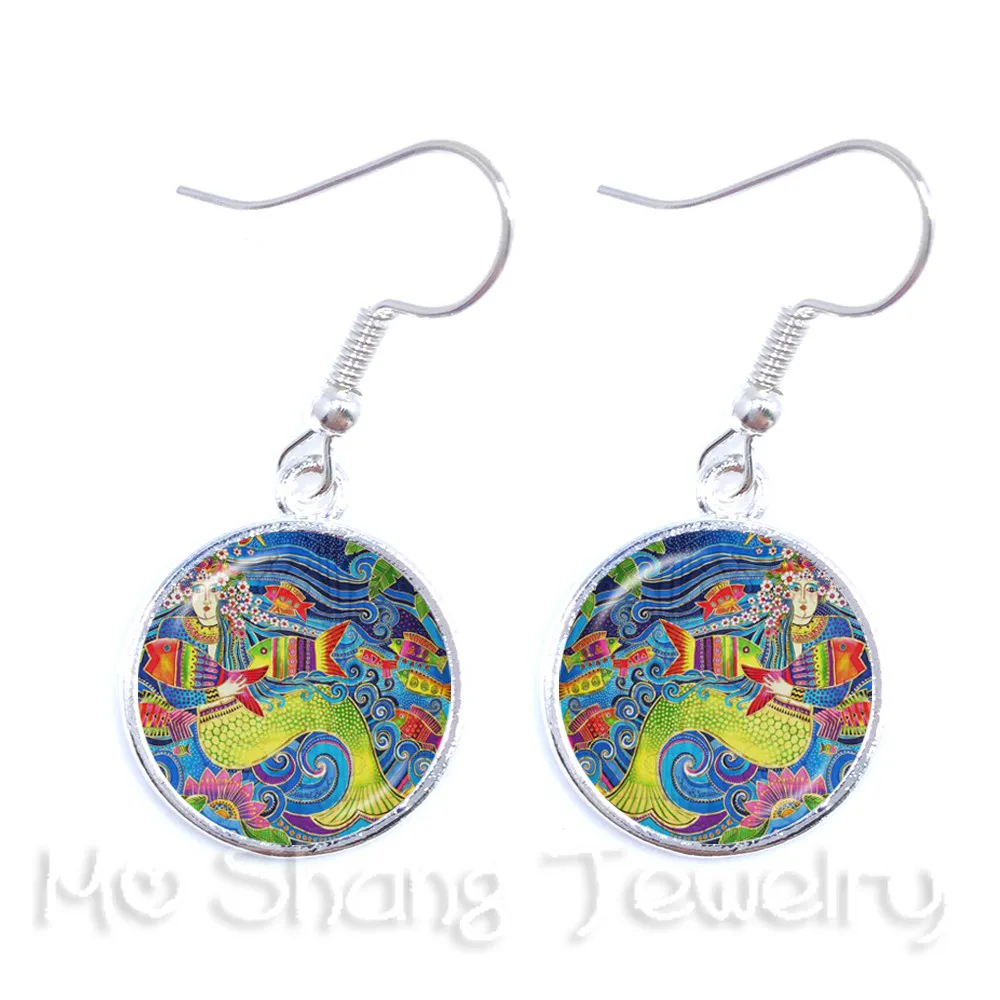 Новое поступление кабошон стеклянные пуговицы Русалка искусство стекло