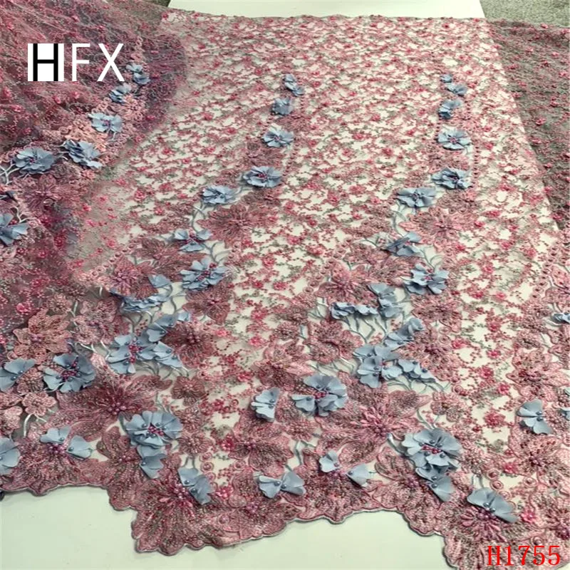 Кружевная ткань HFX кружевная с 3d цветами золотого/зеленого цвета для женщин 2019 |