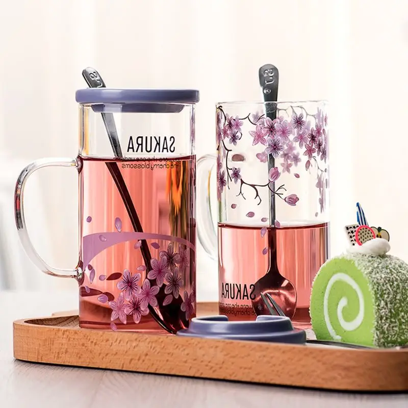 Креативная прозрачная стеклянная кружка для сока с крышкой термостойкая Бытовая