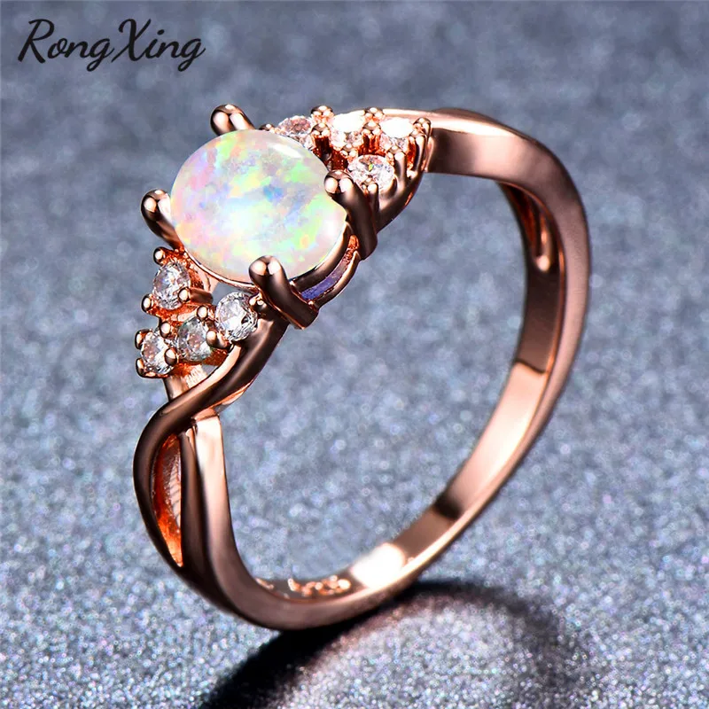 Кольцо RongXing с большим овальным белым/синим/фиолетовым огненным опалом
