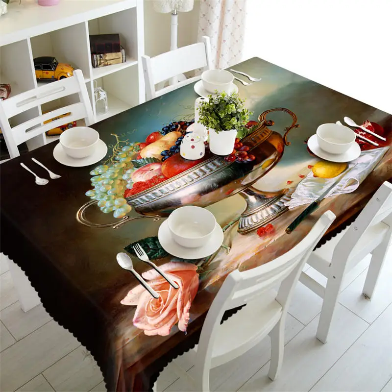 Fruit oil painting 3D printing Rectangular Tablecloths Polyester Table Cover Modern Brand Customizable Cloth | Дом и сад