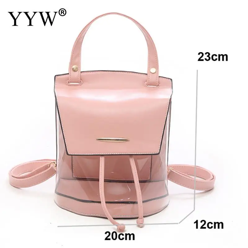 YYW пластиковый прозрачный рюкзак из ПВХ женский мини-рюкзак для покупок розовый