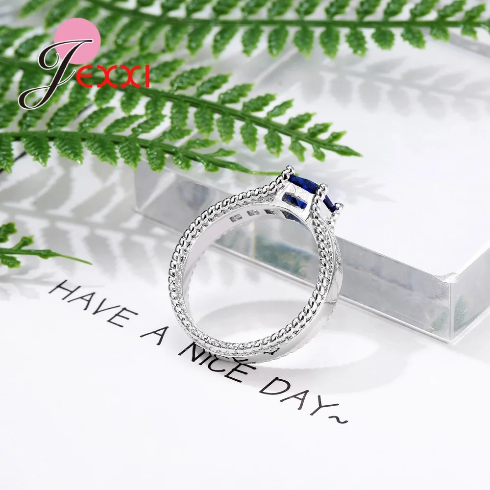 Лидер продаж модное свадебное кольцо класса 925 пробы с голубым фианитом