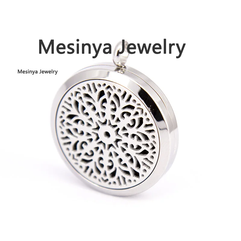 10pcs 30mm Mesinya Abstract Flowers Aromatherapy / Essential Oils Surgical S.Steel Perfume Diffuser Locket Necklace