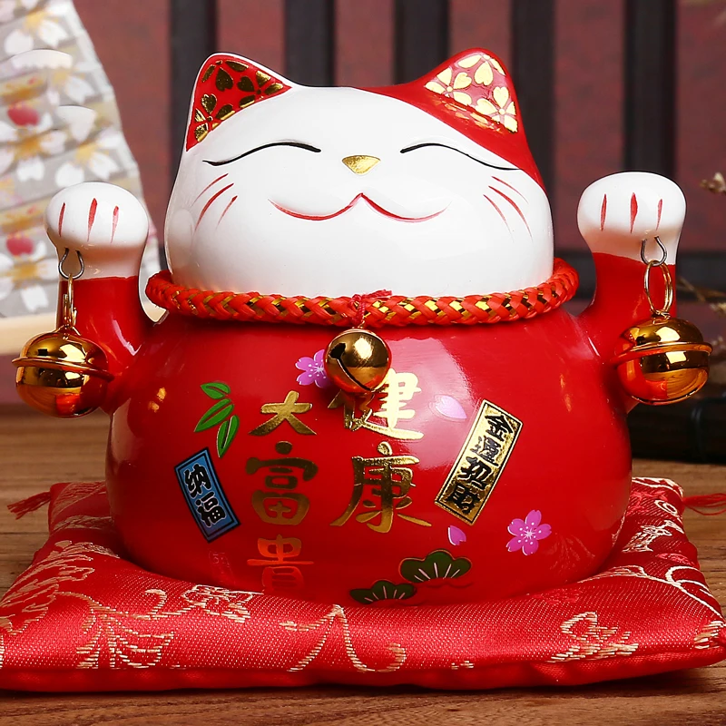 Китайские Рождественские подарки 4,5 дюймов Maneki Neko фарфор Lucky Cat домашний декор украшения Фортуна кошка копилка фэншуй ремесло