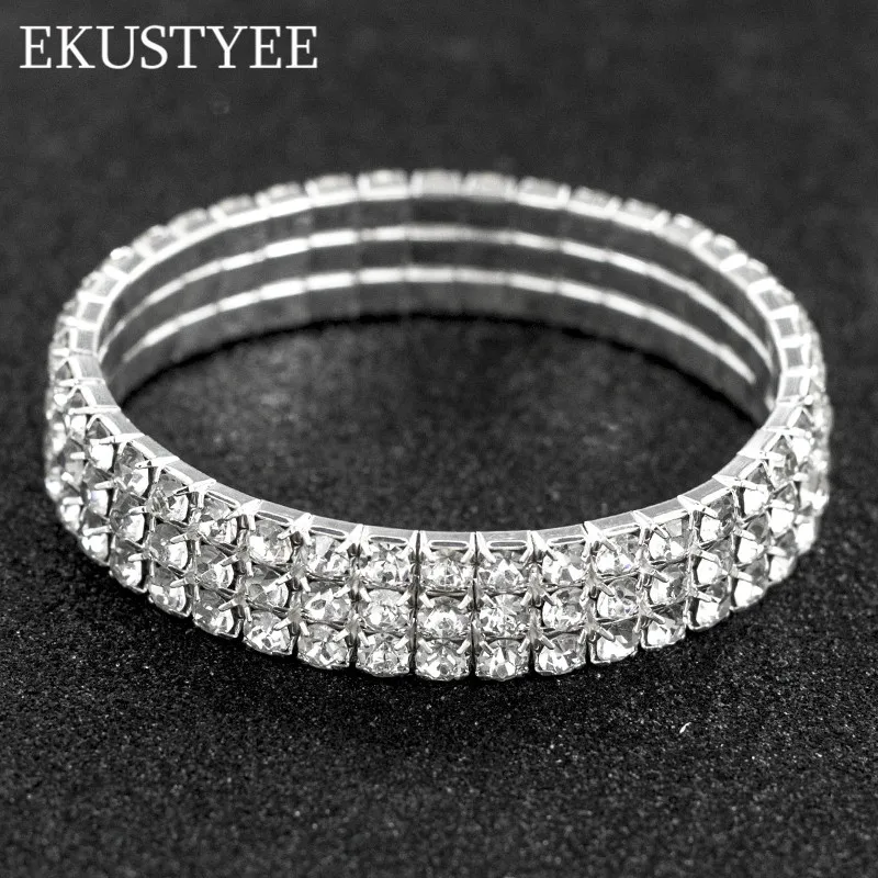 3 ряда лидер продаж популярный браслет с кристаллами для женщин стрейчевый