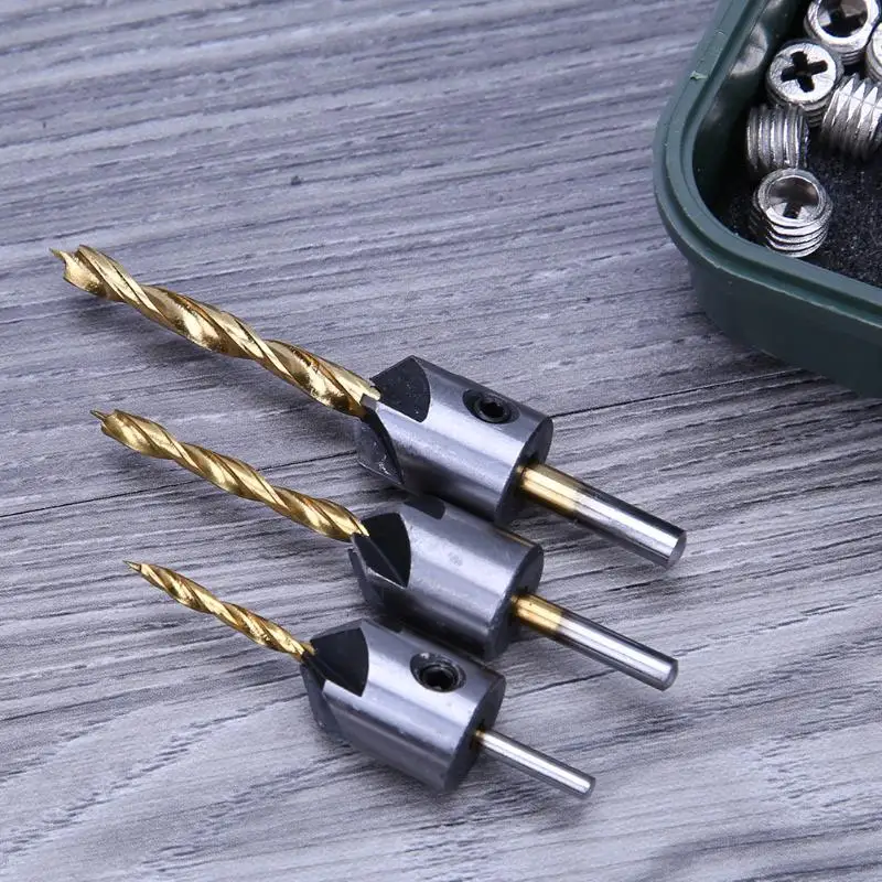 Набор сверл для зенковки комплект из 7 насадок быстрорежущей стали с 5 канавками 3